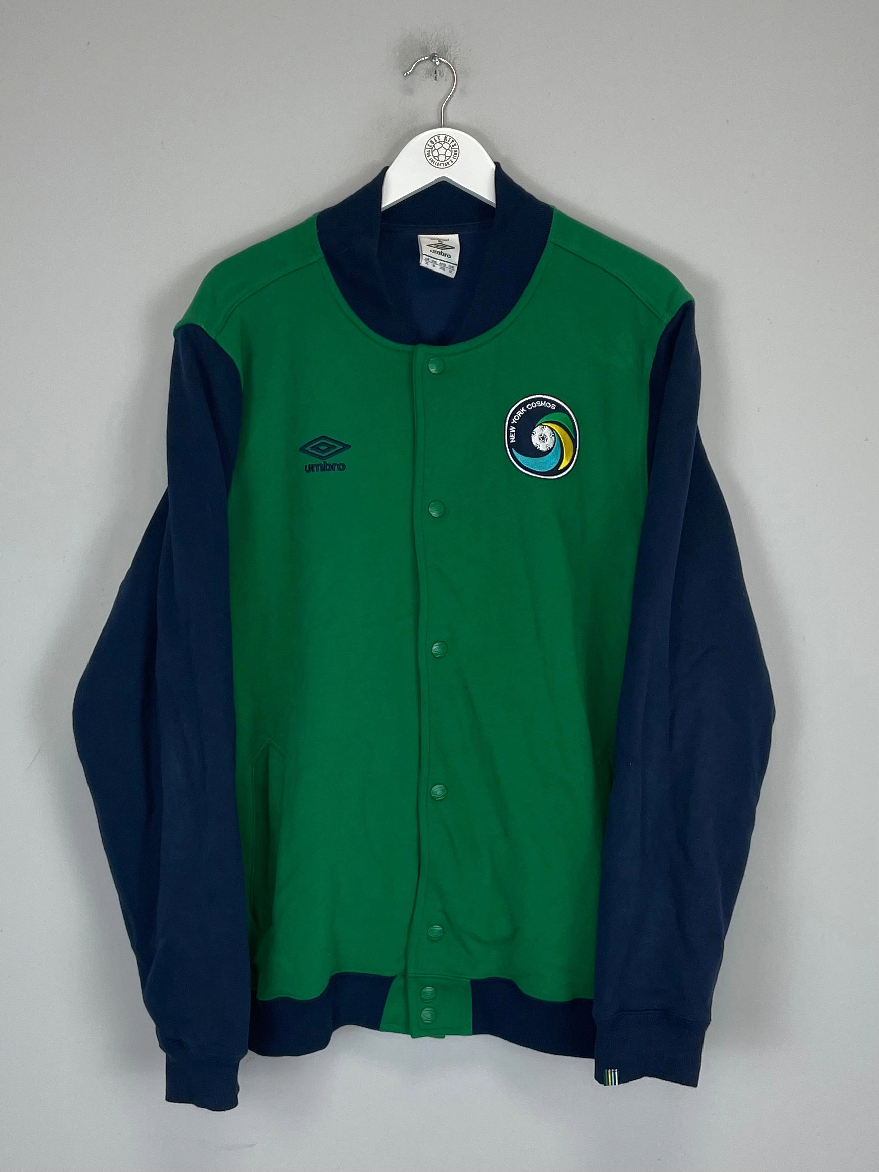2011/12 NEW YORK COSMOS *BNWOT* FLEECE BASEBALL JACKET (XL) UMBRO StaticDissipating Fibers NonSlipInnerGrip