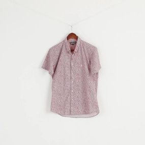 Duck And Cover Men L (M) Casual Shirt Pink Exclusive Print Short Sleeve Top Plus size option Breathable fabric