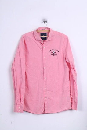 Urban Wear STANGATA Mens L Casual Shirt Button Down Collar Pink Federazione Terntino
