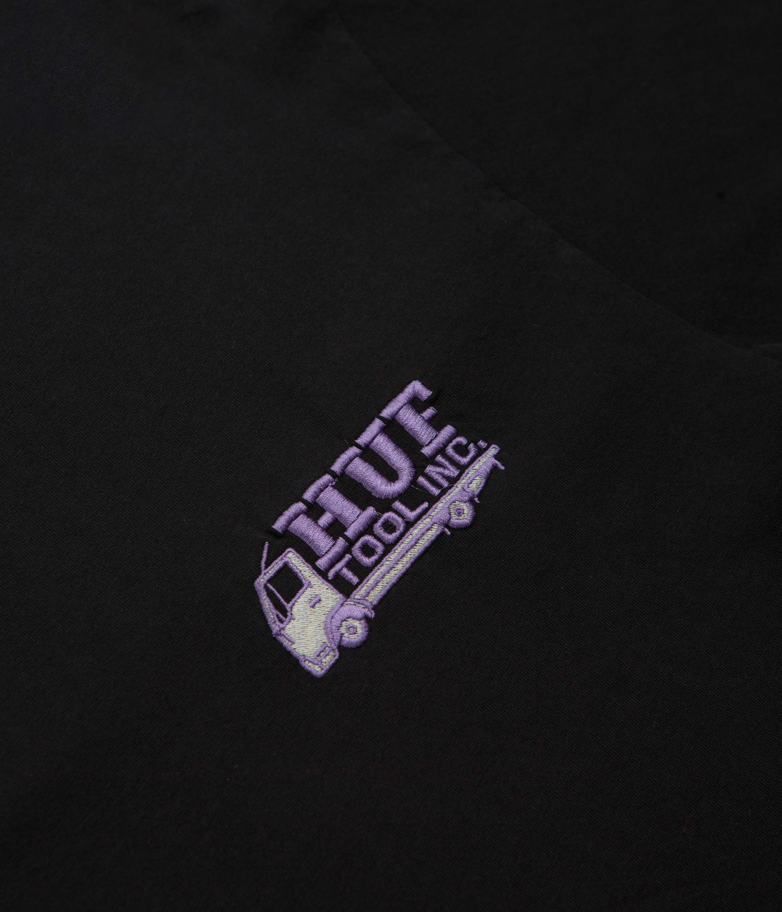 HUF Tool Inc Washed T-Shirt - Washed Black Comfy Wardrobe Circular Knit Construction
