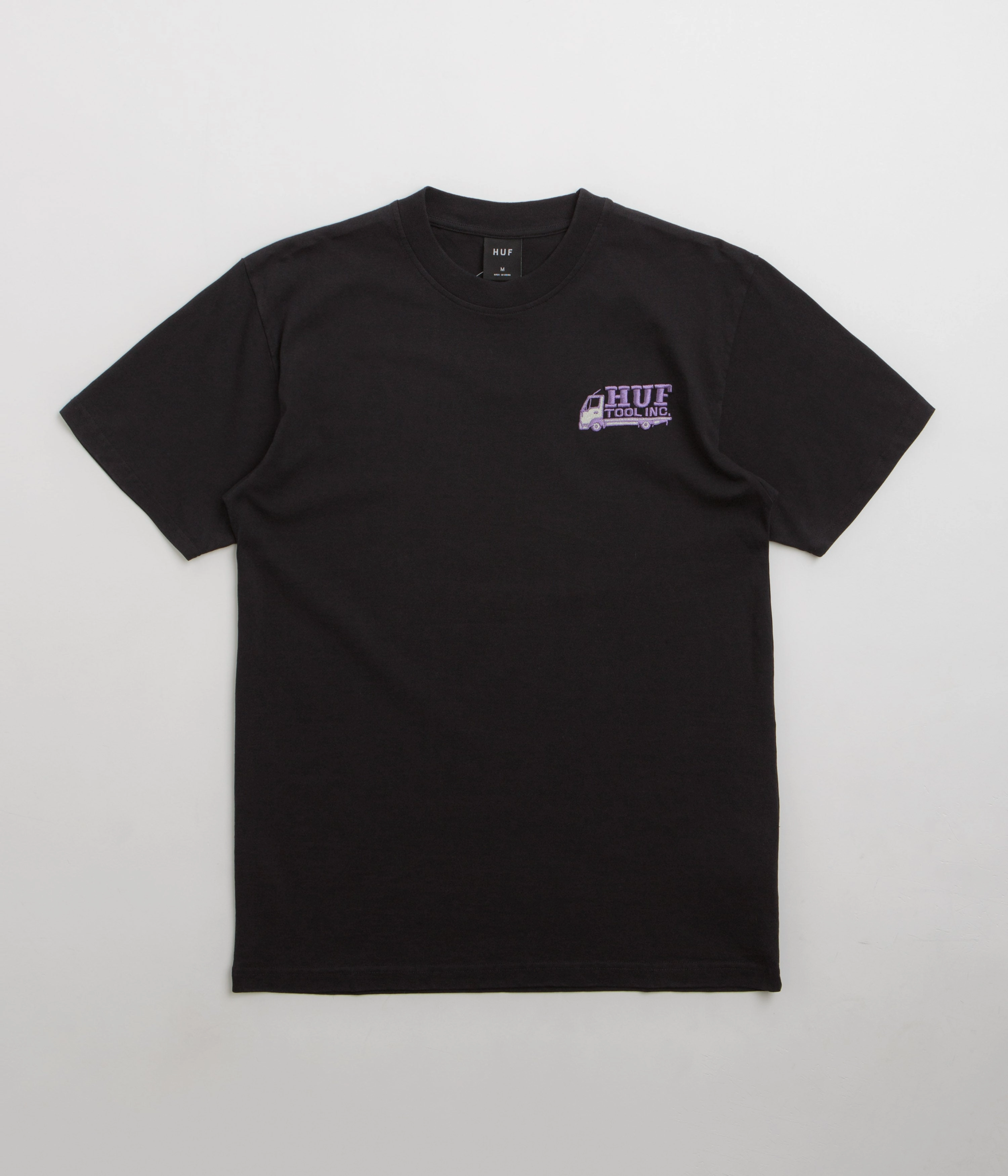 Minimalist Stitching Versatile Look HUF Tool Inc Washed T-Shirt - Washed Black