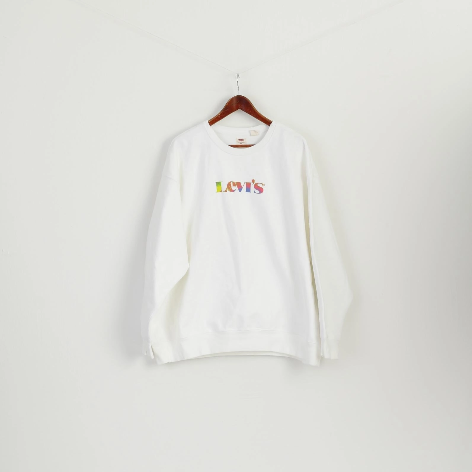 Lounge Comfort Levi's Men XXL Sweatshirt White Cotton Logo Relaxed Crew Neck Sport Top