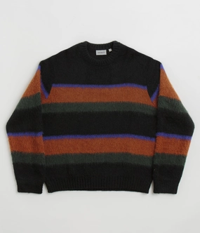 Neutral Colors Weekend Relaxed Carhartt Merton Crewneck Sweatshirt - Sundling Stripe / Deep Hamilton Brown