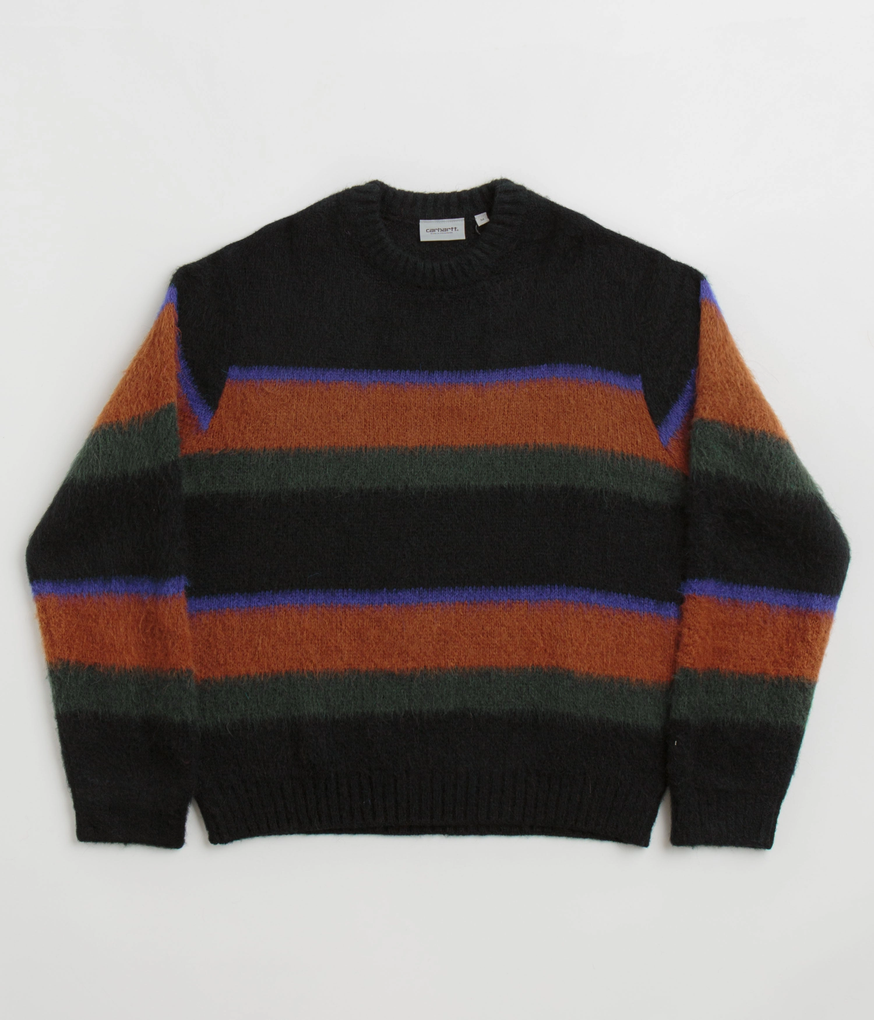 Neutral Colors Weekend Relaxed Carhartt Merton Crewneck Sweatshirt - Sundling Stripe / Deep Hamilton Brown
