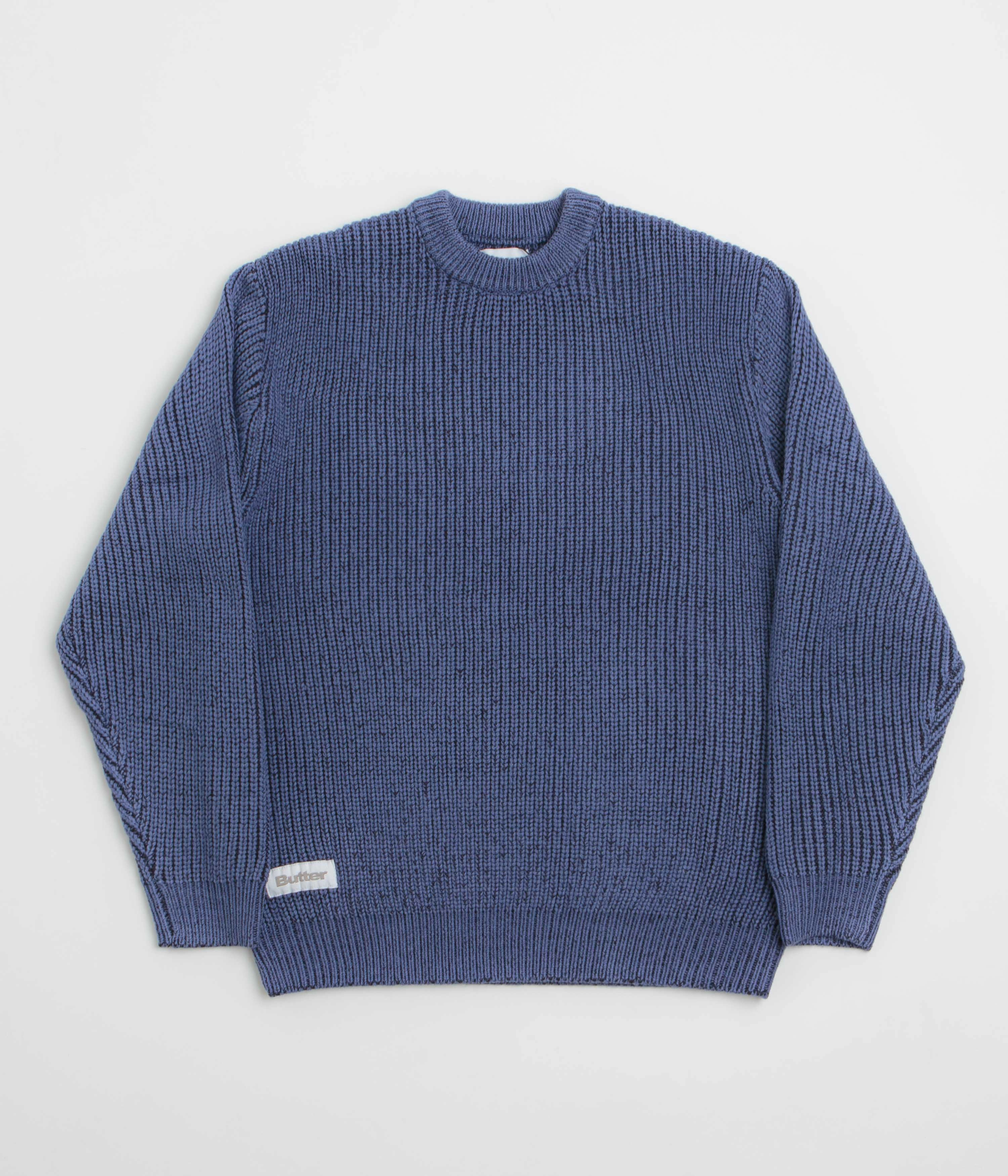 Butter Goods Drain Knit Sweatshirt - Midnight ribbon accents Smooth Texture