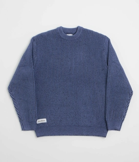 Butter Goods Drain Knit Sweatshirt - Midnight ribbon accents Smooth Texture