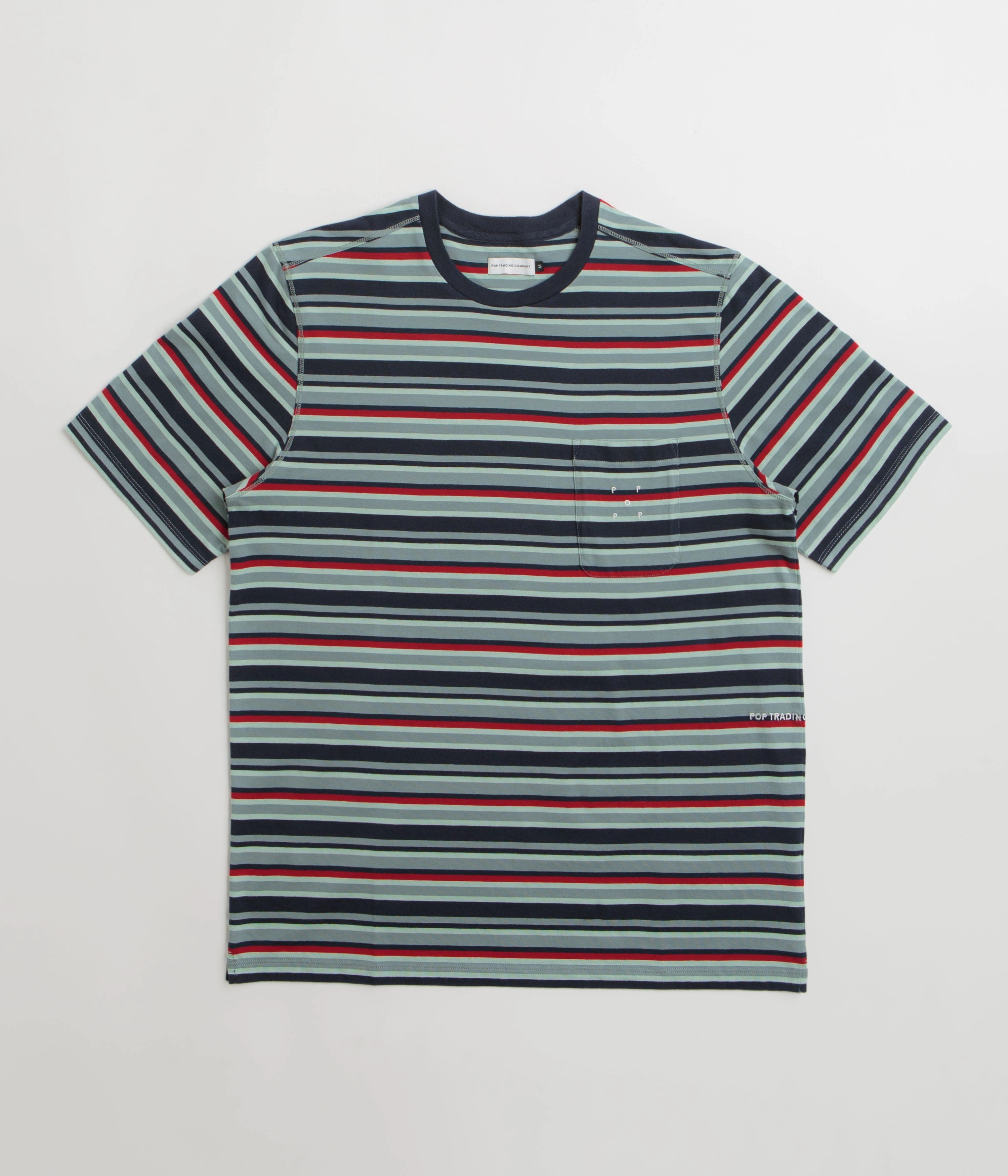 Pop Trading Company Striped Pocket T-Shirt - Multicolour / Red Durable Color Retention Fresh Comfort Style