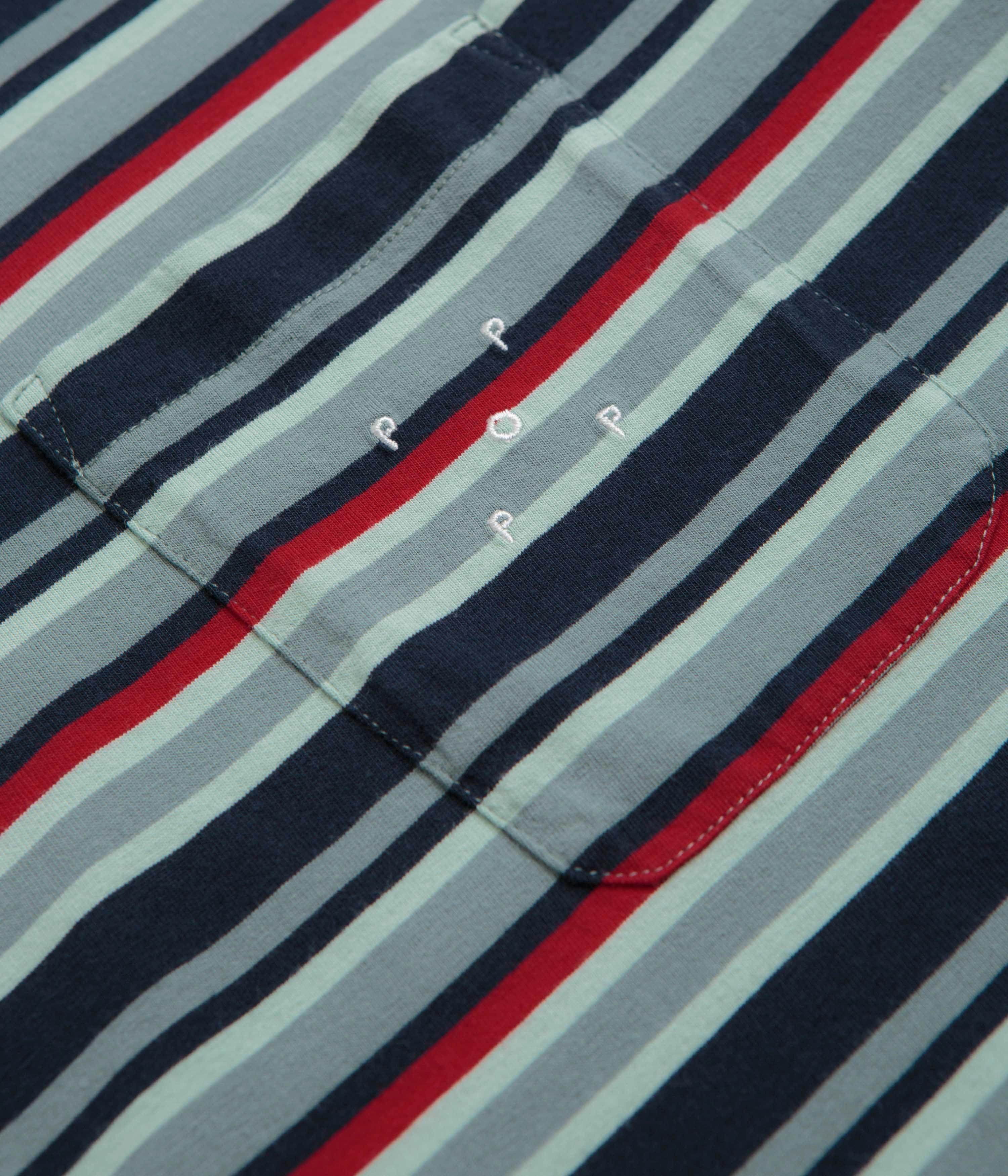 Sporty Layer Pop Trading Company Striped Pocket T-Shirt - Multicolour / Red