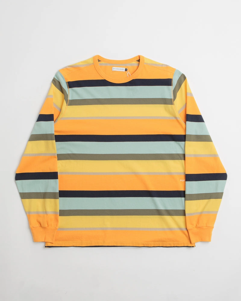 Pop Trading Company Striped Logo Long Sleeve T-Shirt - Yellow / Multicolour Chic Fashion