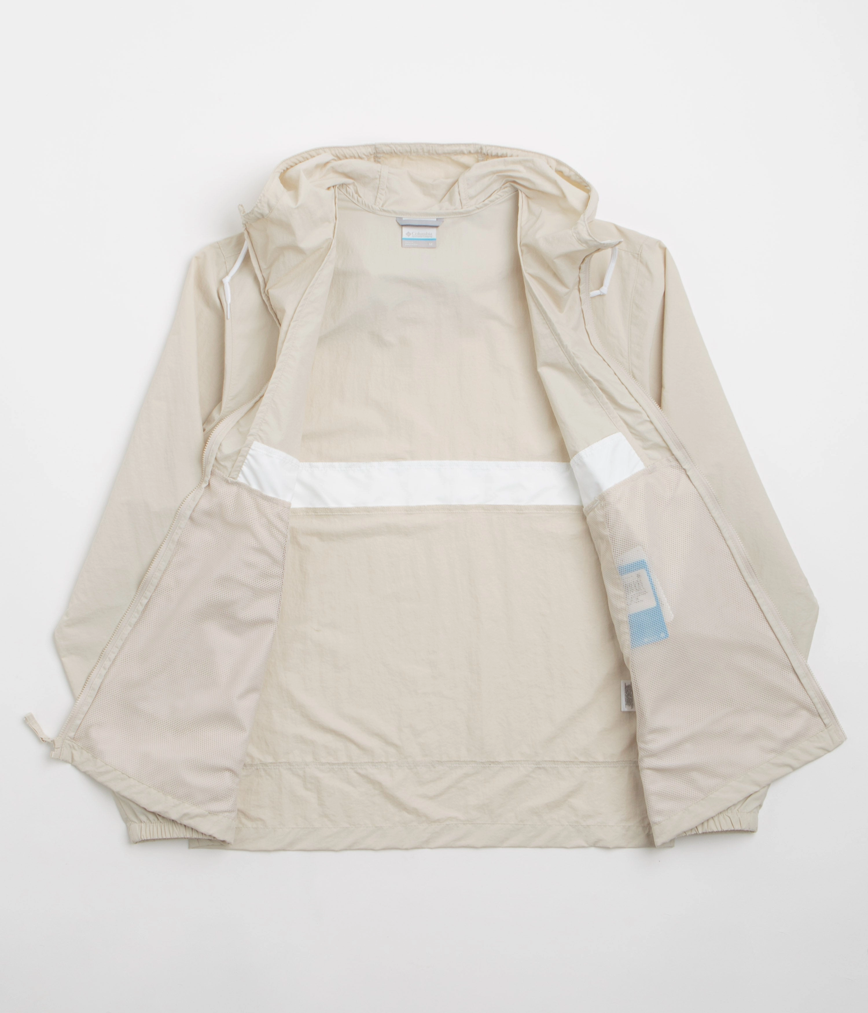 Structured Fit Columbia Spire Valley Hooded Windbreaker Jacket - Dark Stone / White