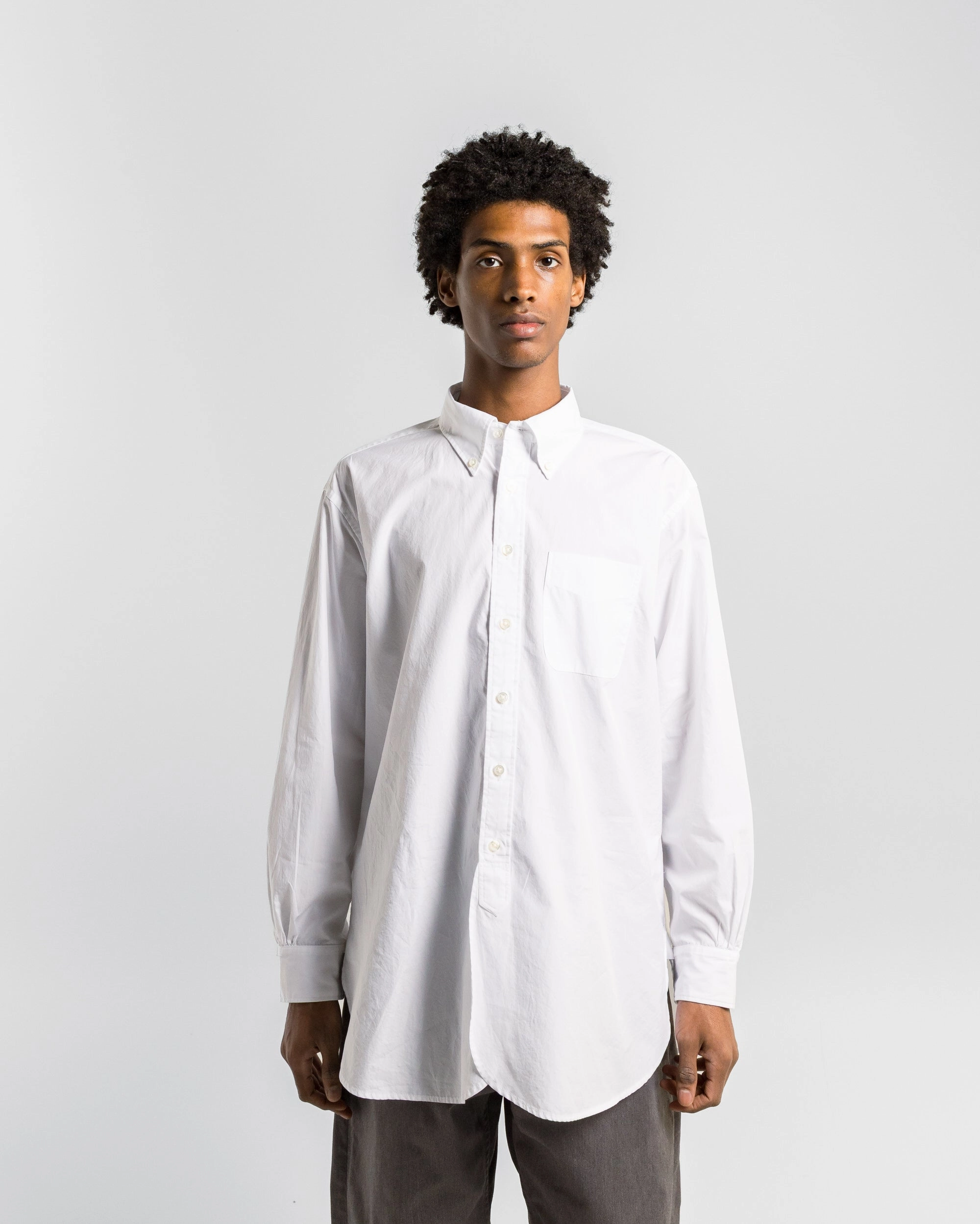 19 Century BD Shirt -  White 100's 2Ply Broadcloth Layered Hemline