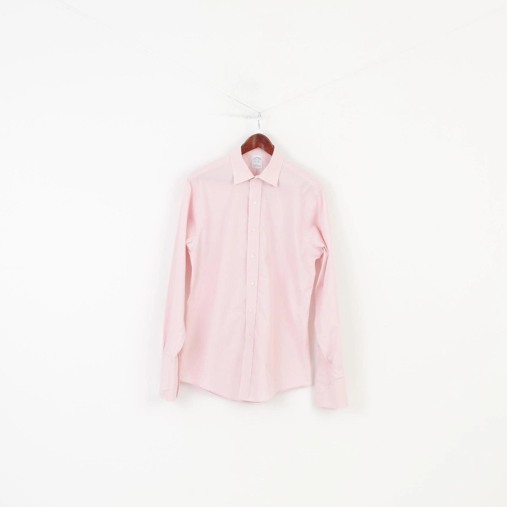 Current Style Brooks Brothers Men 34 15 1/2 L Casual Shirt Pink Long Sleeve Collar Fit Cotton Cufflinks Classic Top
