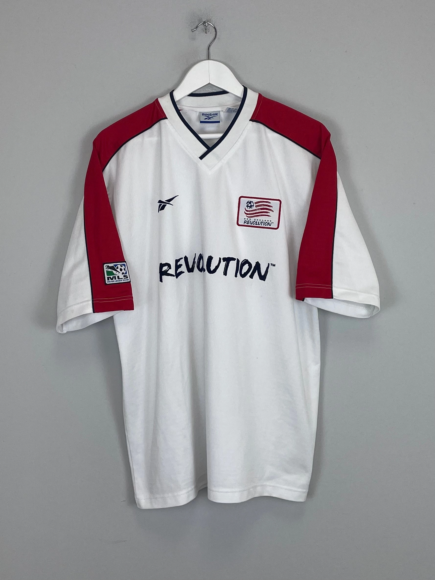 1999 NEW ENGLAND REVOLUTION AWAY SHIRT (L) REEBOK Sport Clip Compatible Hydrophobic Edge Taping