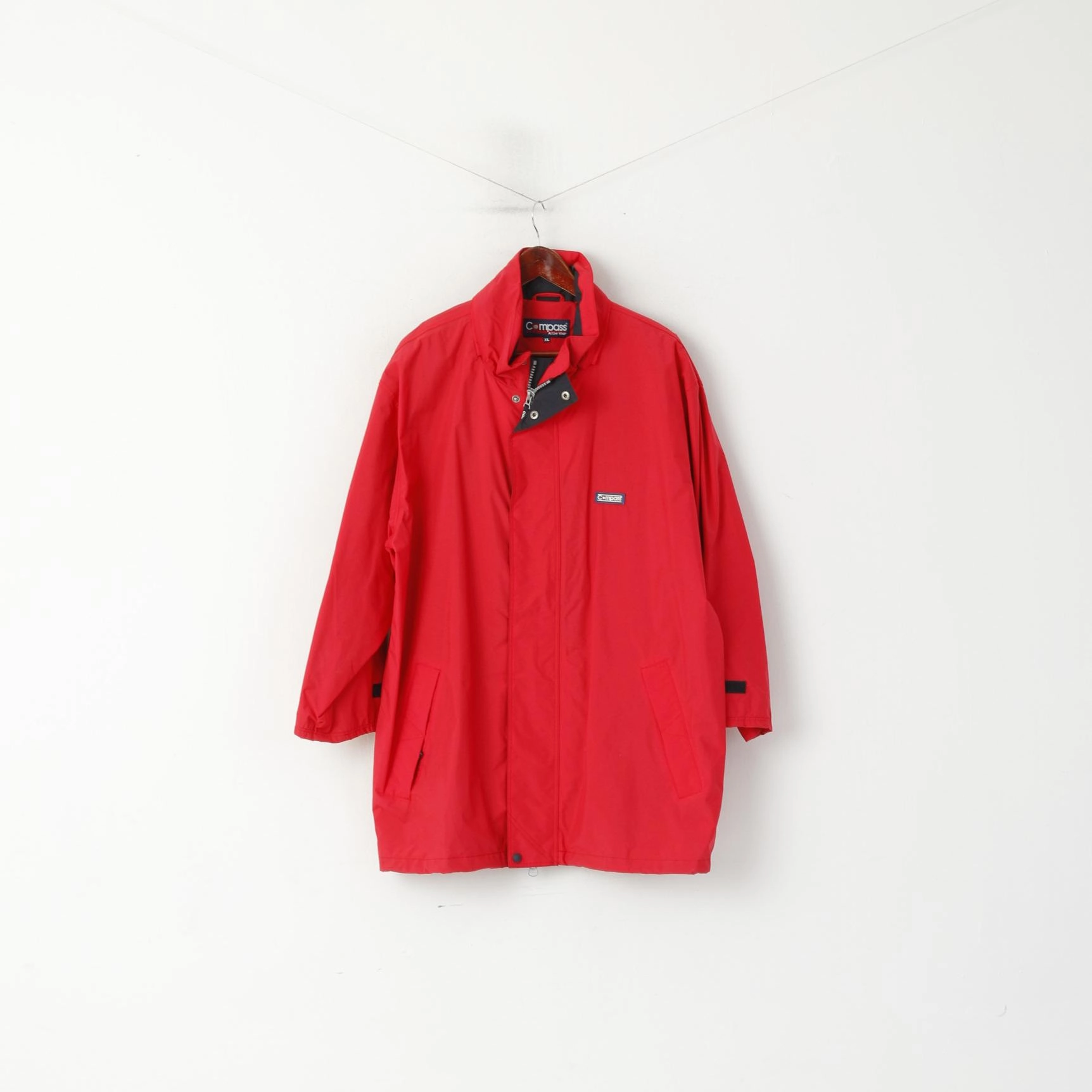 Adjustable Drawstring Hood Chilly Commute Compass Men XL Jacket Red Vintage Active Wear Full Zipper Outdoor Parka Top