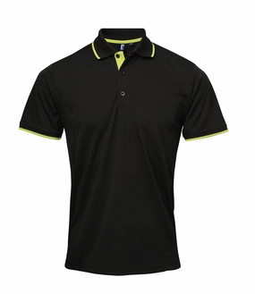 Contrast Coolchecker Polo | BLACK/LIME Trendy Wear Office To Dinner