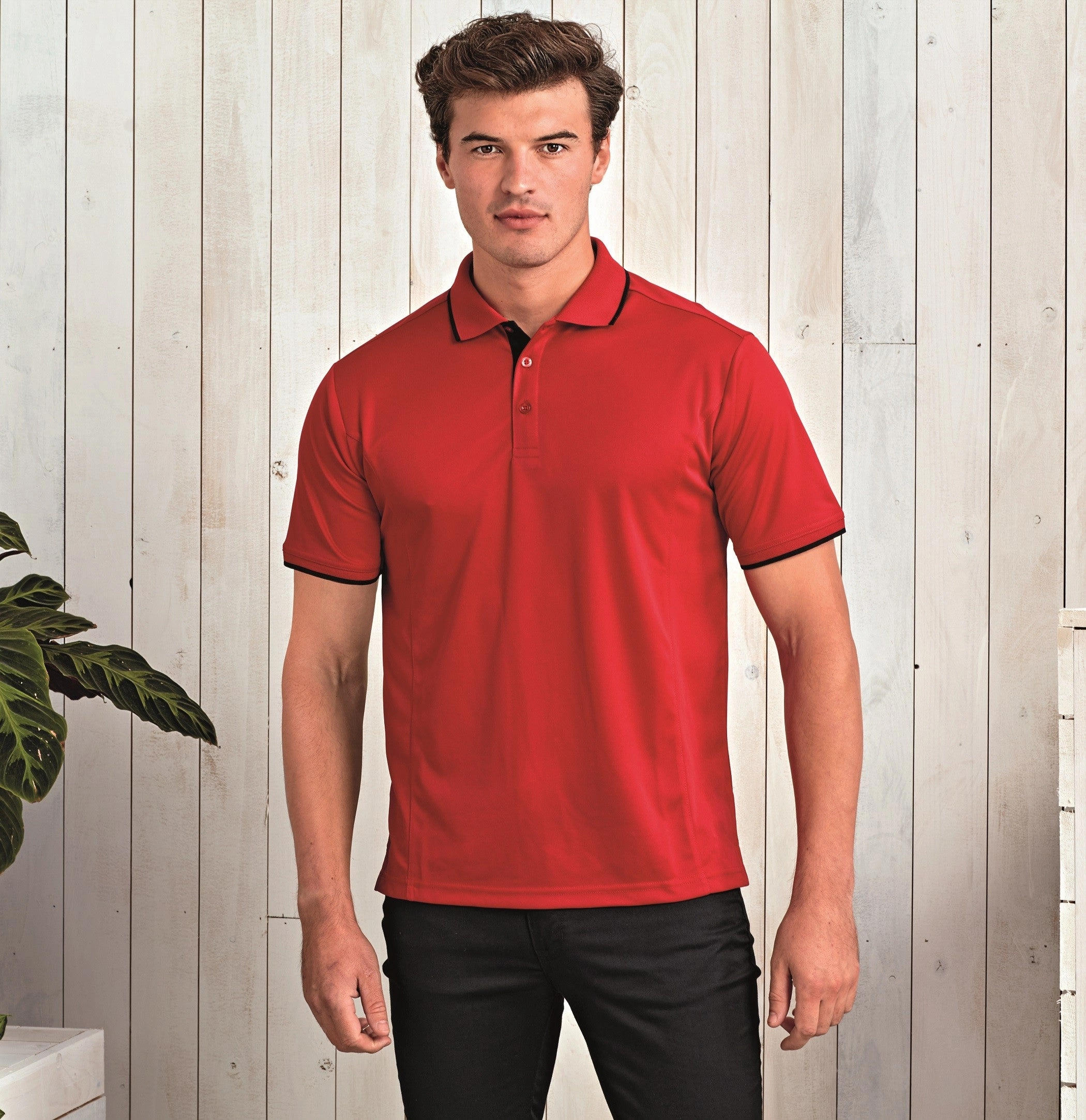 Stylish Neckline Contrast Coolchecker Polo | BLACK/LIME