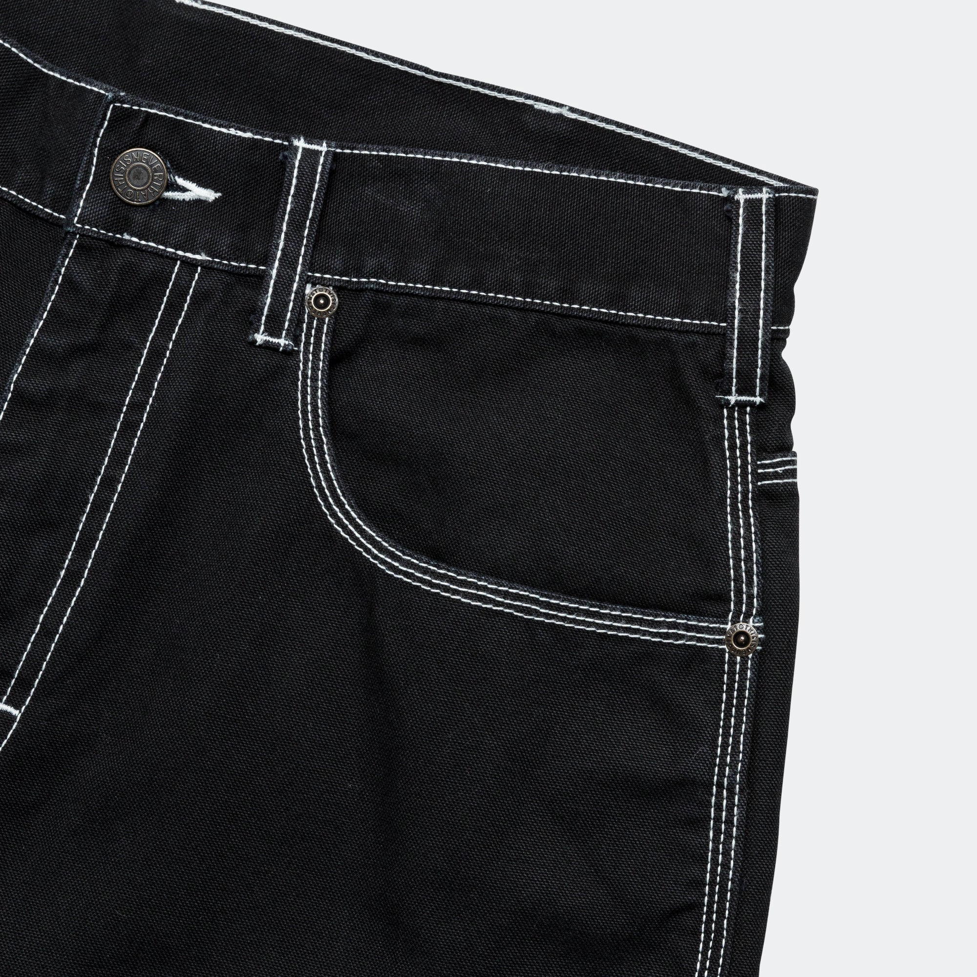 Contrast Stitch Pant - Black Essential Fit Casual Layer