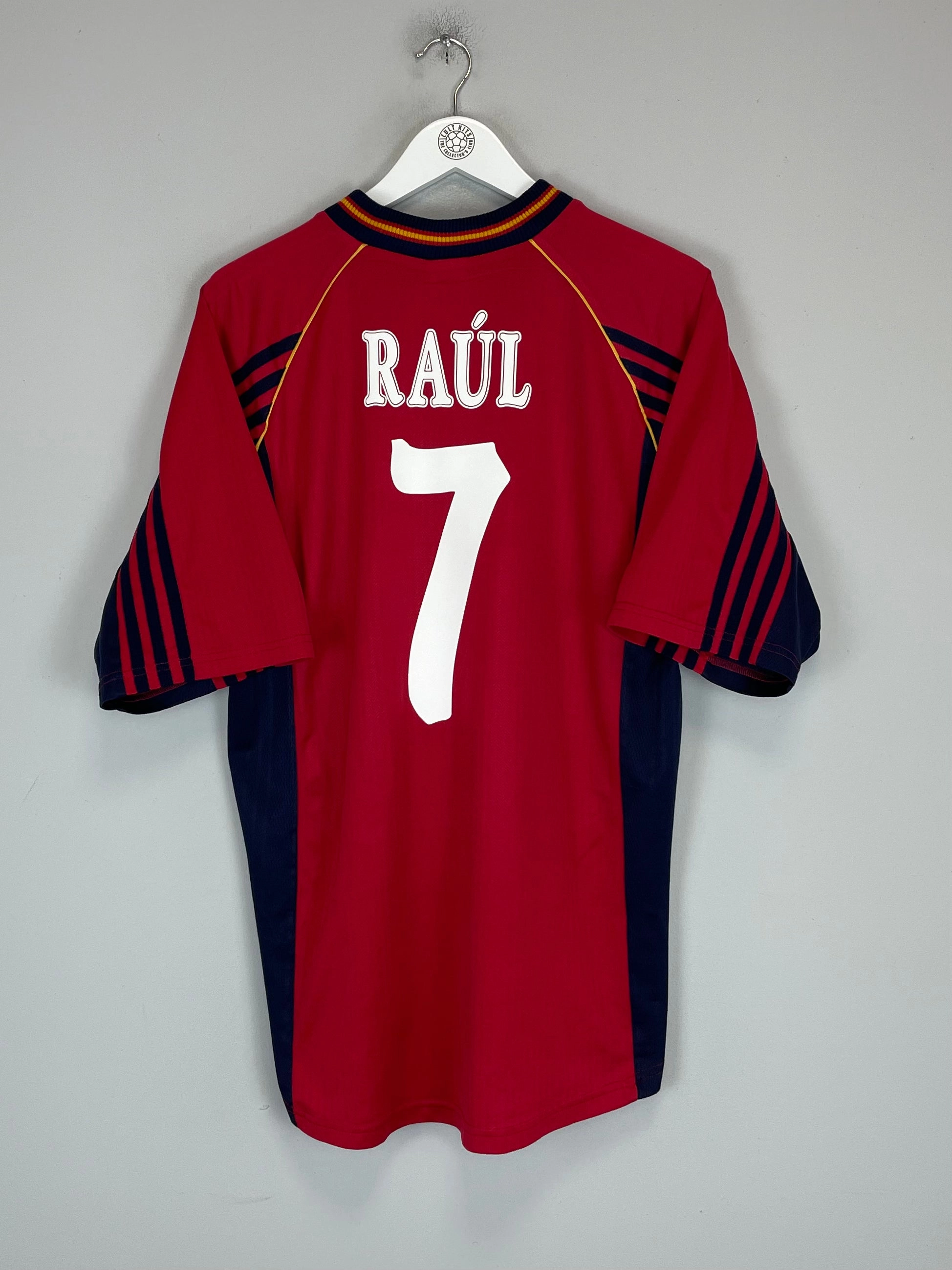 1998/99 SPAIN RAUL #7 HOME SHIRT (L) ADIDAS Contoured Side Panels