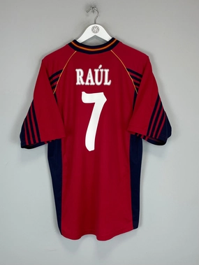 1998/99 SPAIN RAUL #7 HOME SHIRT (L) ADIDAS Contoured Side Panels