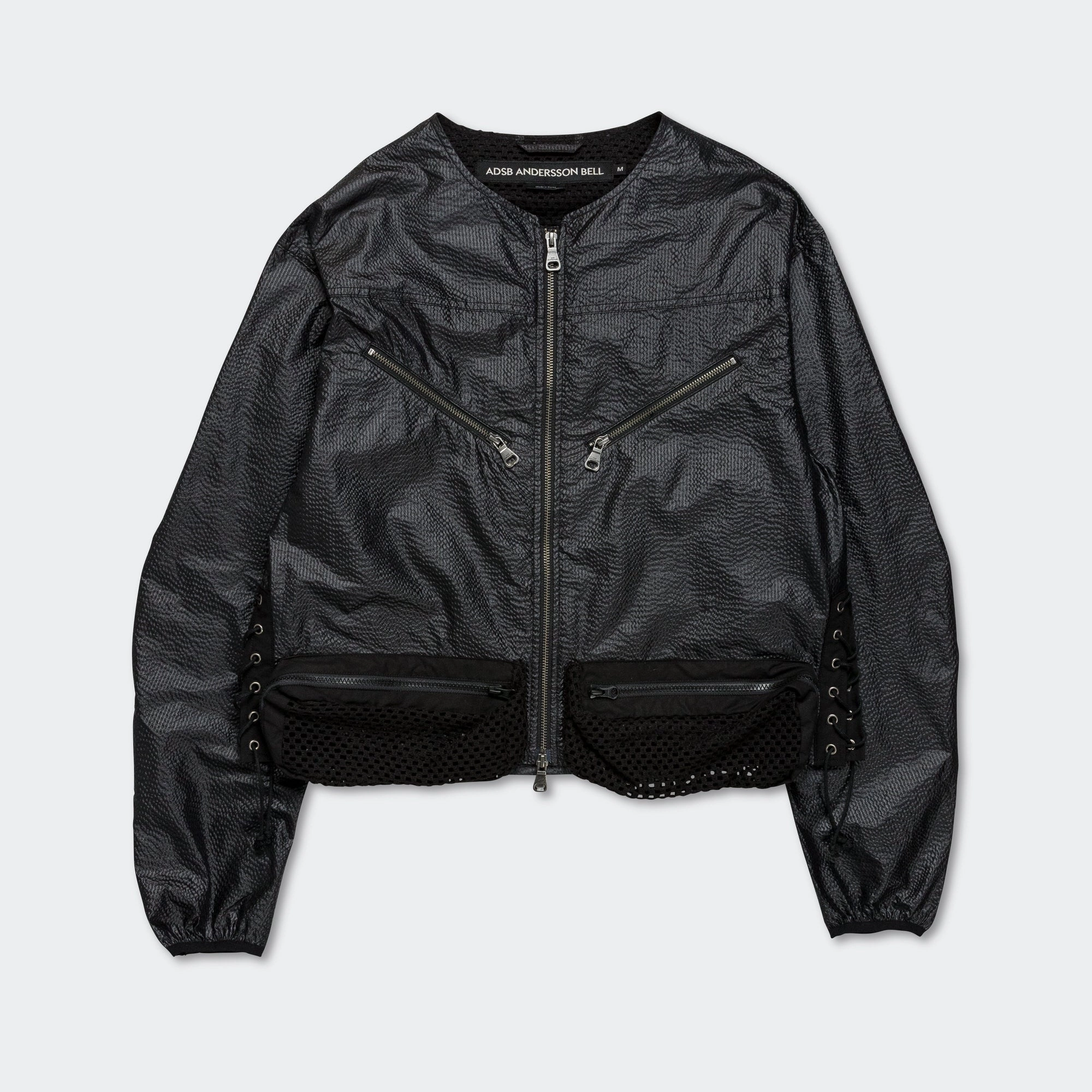Convex Collarless Jacket - Black Snow Block