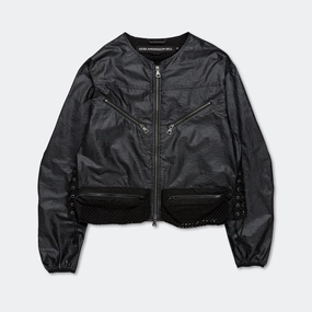 Convex Collarless Jacket - Black Snow Block