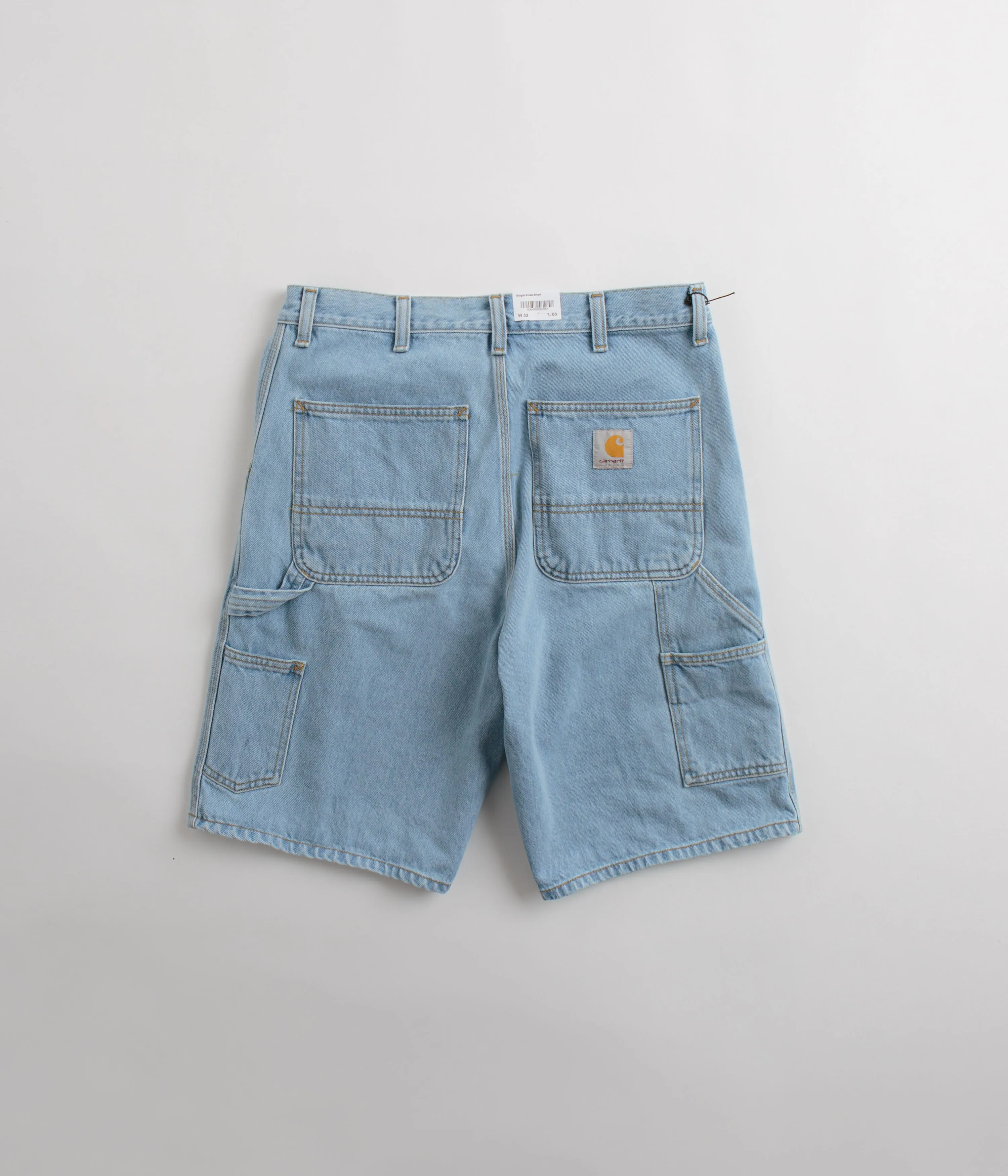 Carhartt Single Knee Shorts - Heavy Stone Bleached Blue Festival wear Neutral Tones