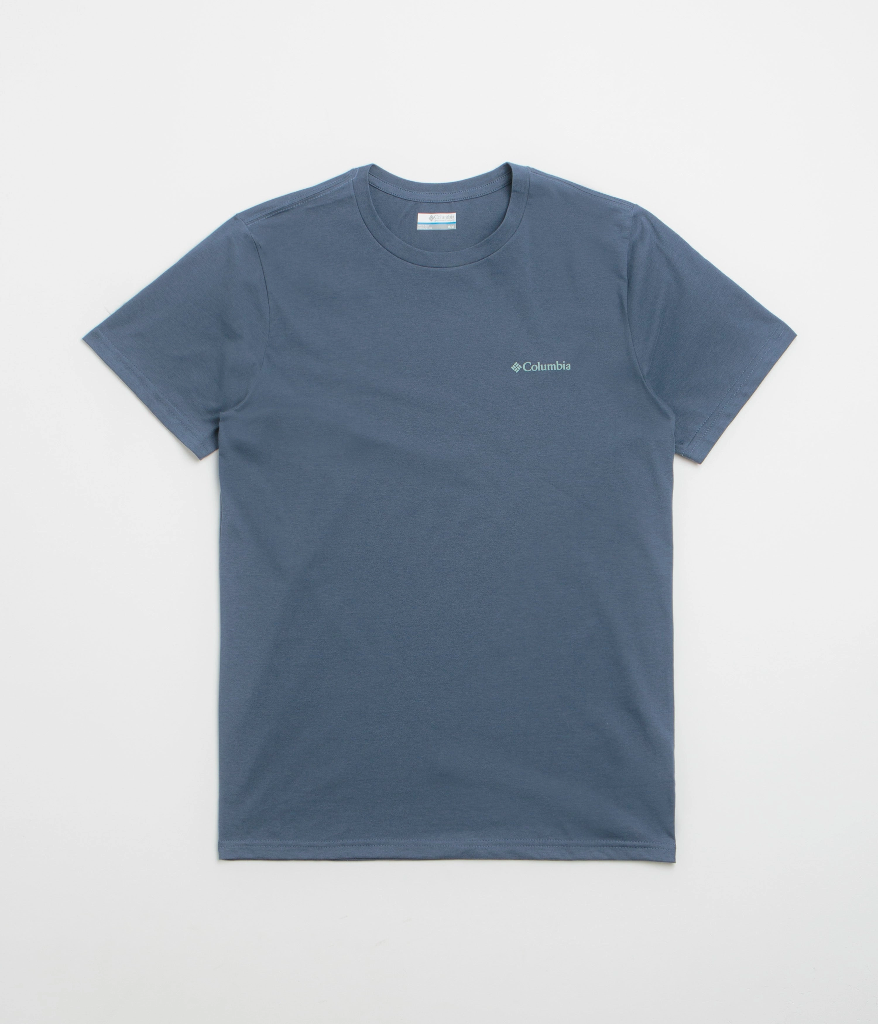 Double Stitched Seams Sweat Absorbent Columbia Rapid Ridge Back Graphic II T-Shirt - Dark Mountain / Amazing Heights