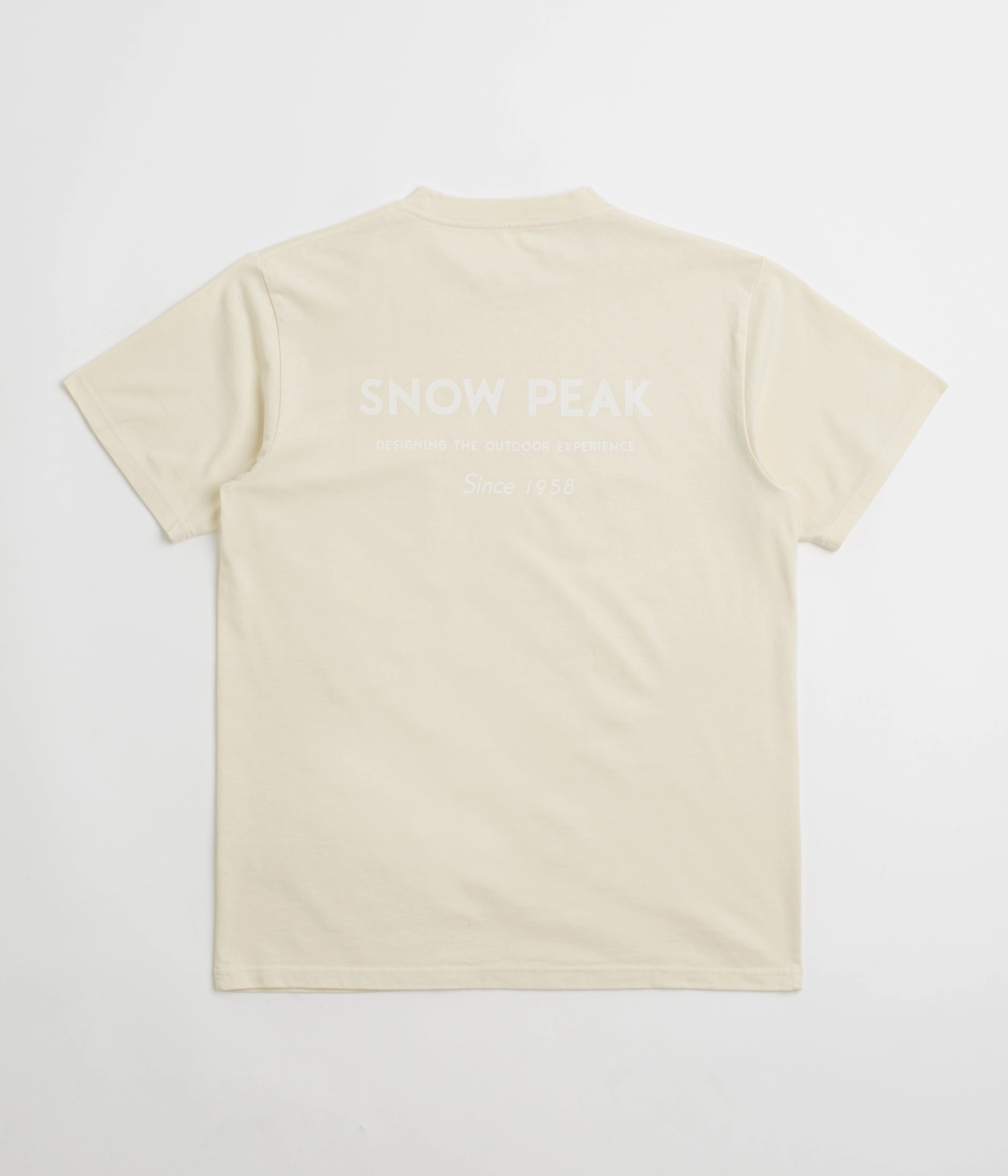 No Slip Shoulder Design Snow Peak Garment Dyed T-Shirt - Ivory