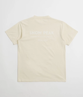 No Slip Shoulder Design Snow Peak Garment Dyed T-Shirt - Ivory