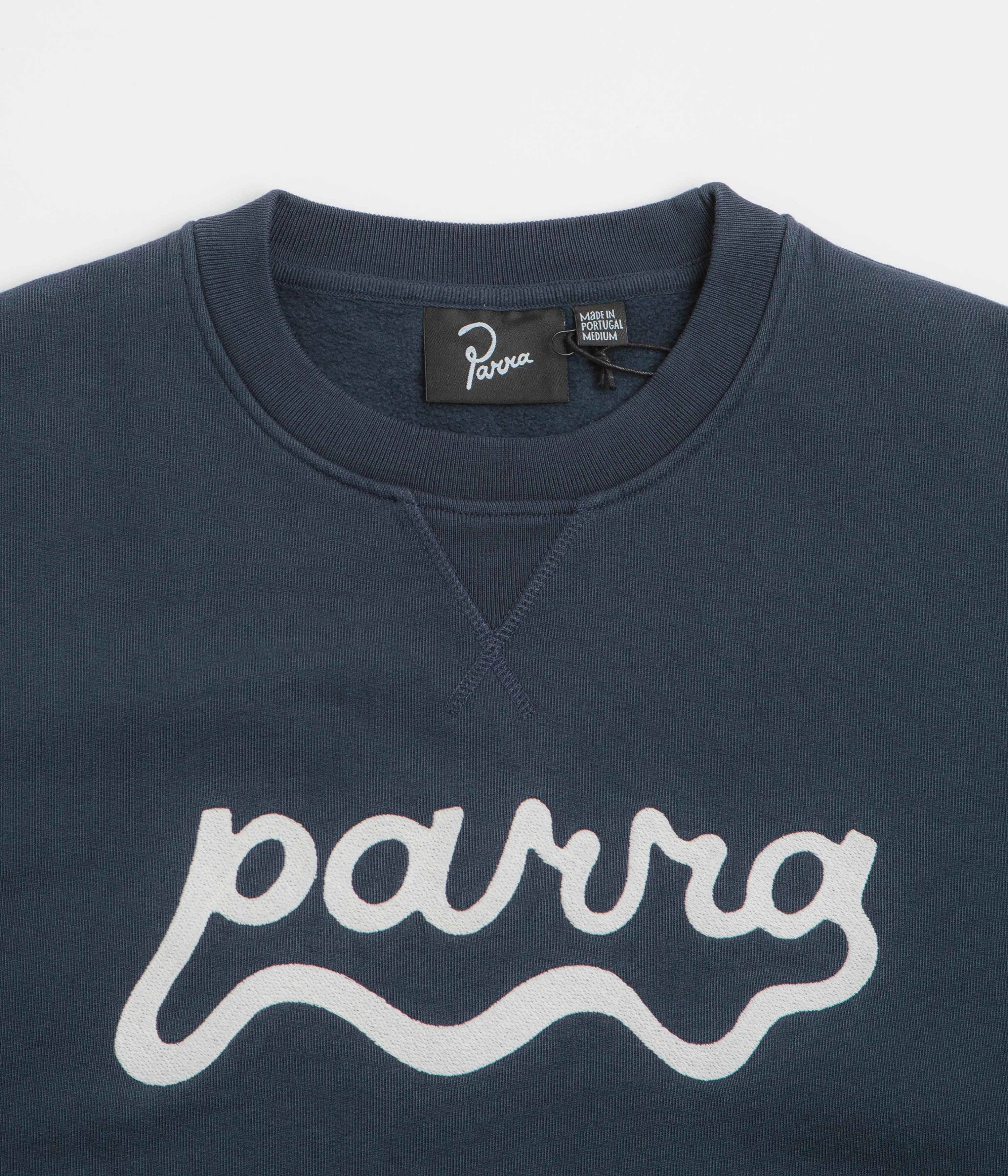 by Parra Water Wave Logo Crewneck Sweatshirt - Navy Blue Relaxed Street product promotion