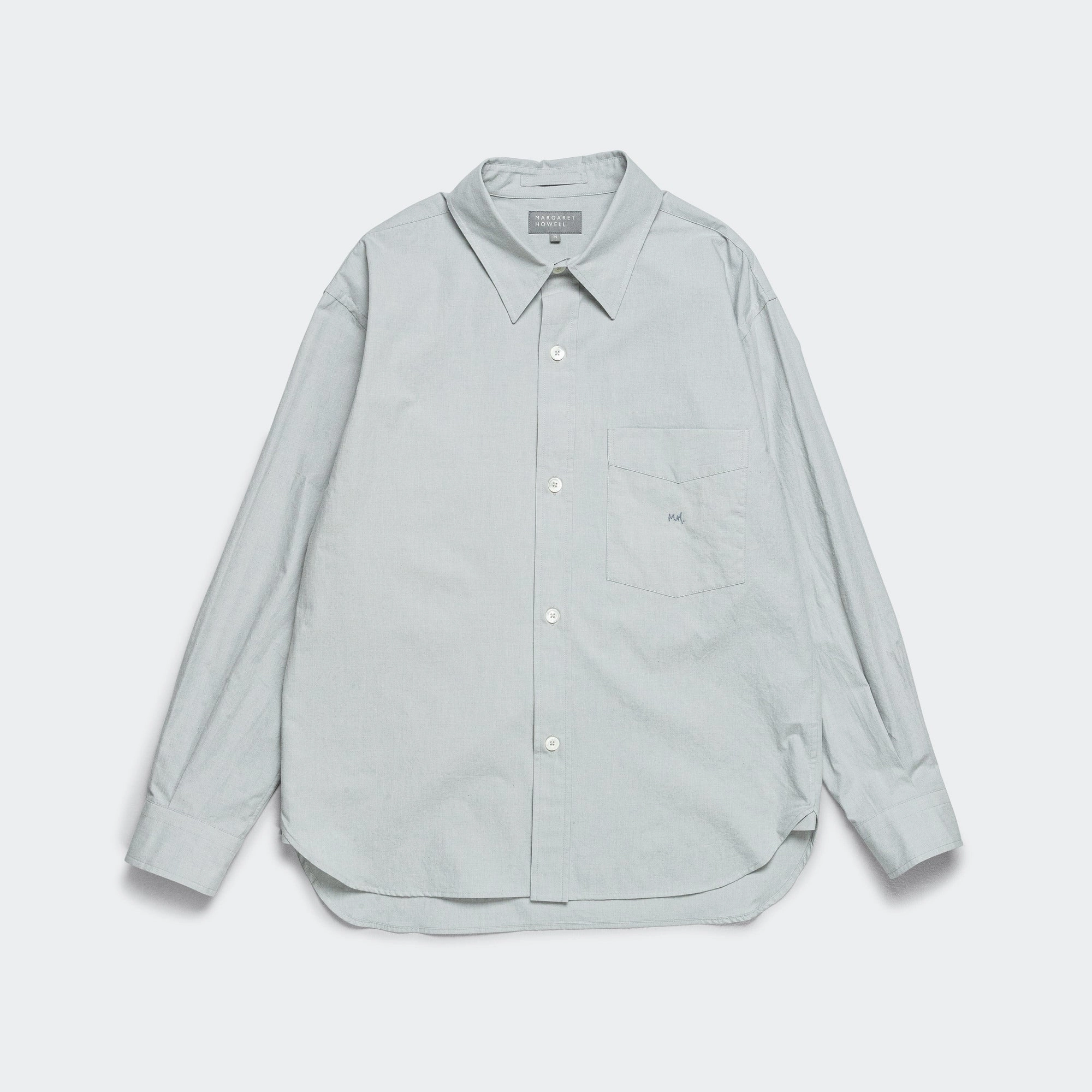 Monogram Shirt - Natural Dye Poplin Faded Grey Lace Accent Breathable mesh
