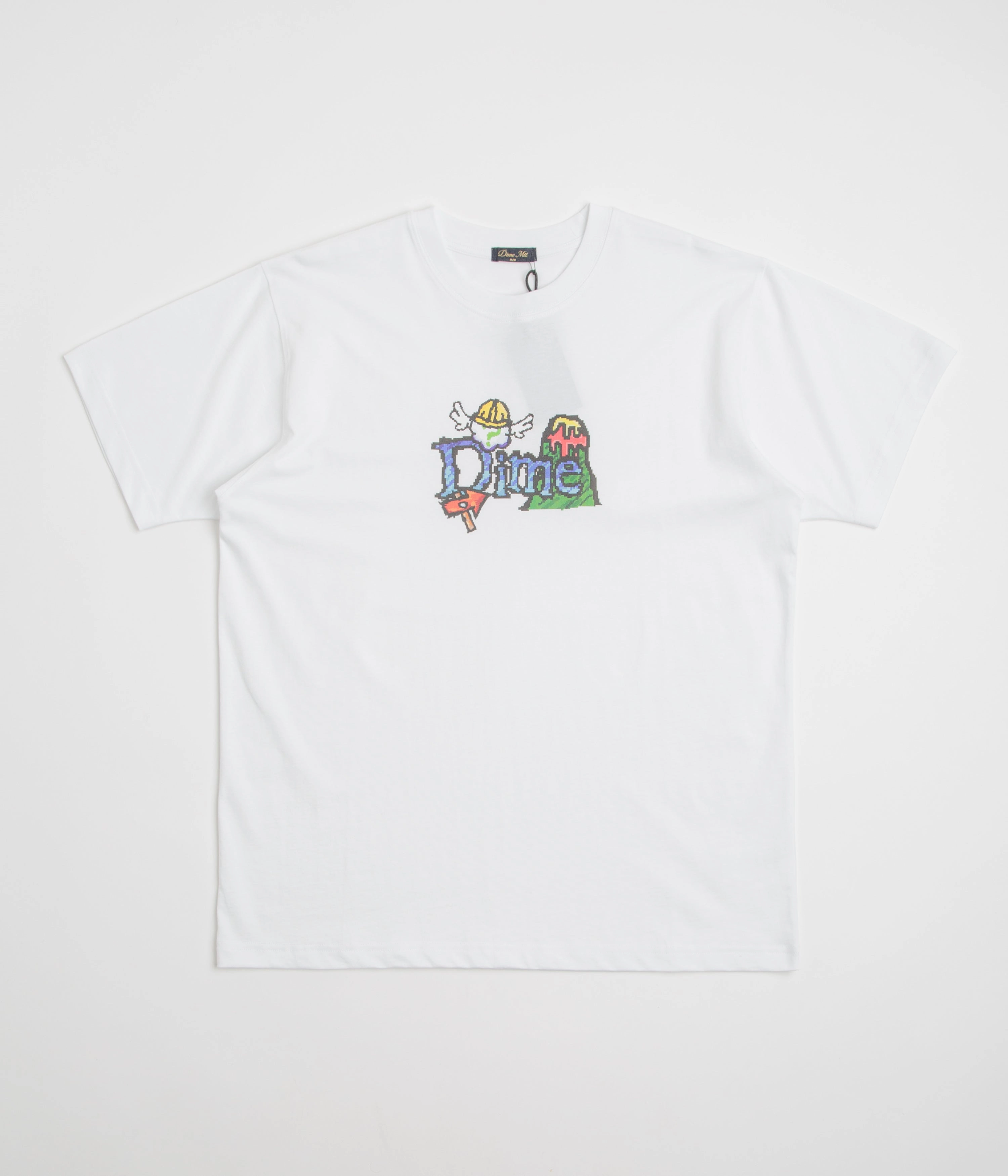 Relaxed Comfort Look Cozy Style Dime Classic Fuzzy T-Shirt - White