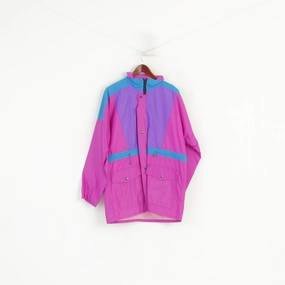 Rugged Durability Reflective Detail Vintage Men M Jacket Pink Nylon Waterproof  Full Zipper Hidden Hood Retro Festival