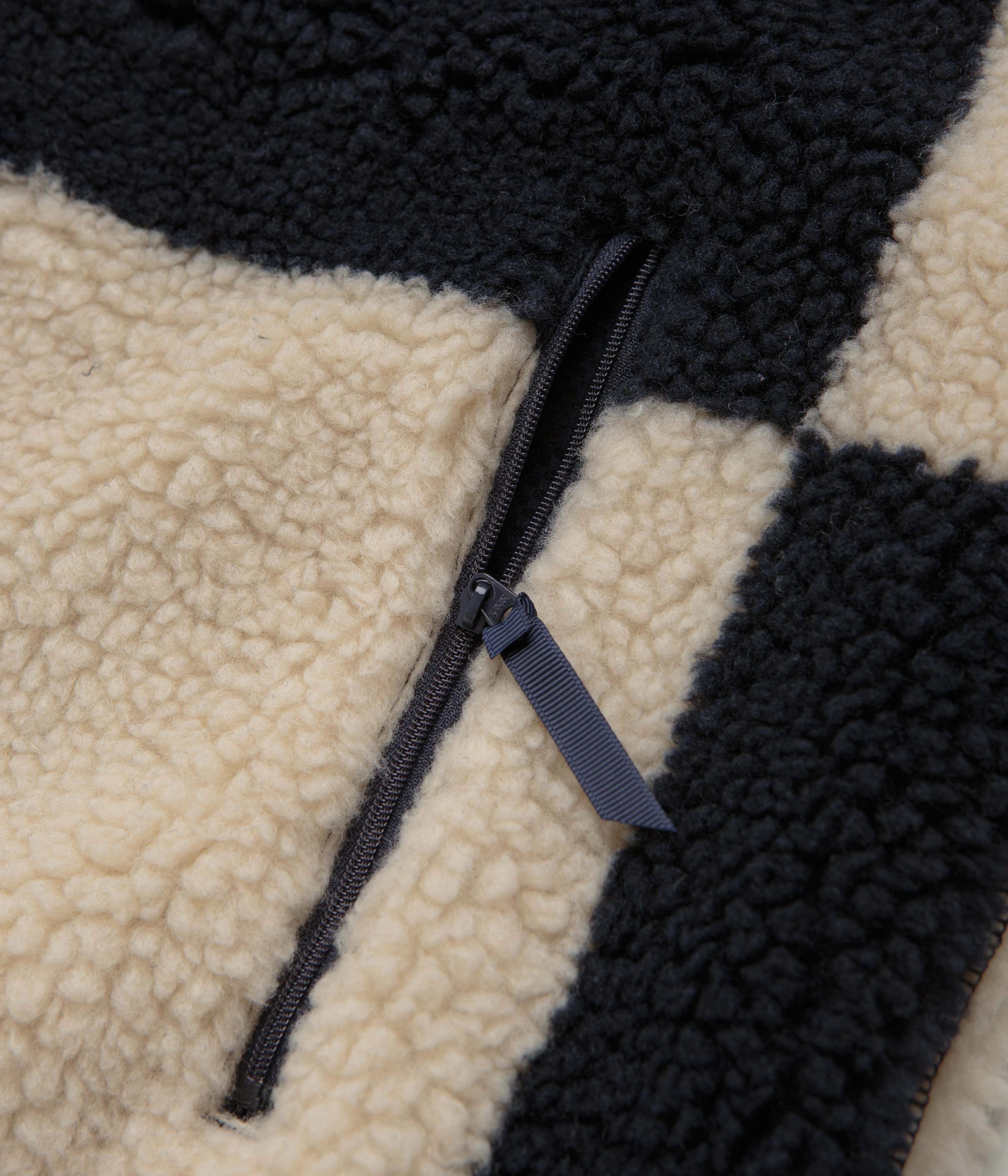 Gramicci Checkered Sherpa Vest - Natural / Navy Check Casual Day Mild Days