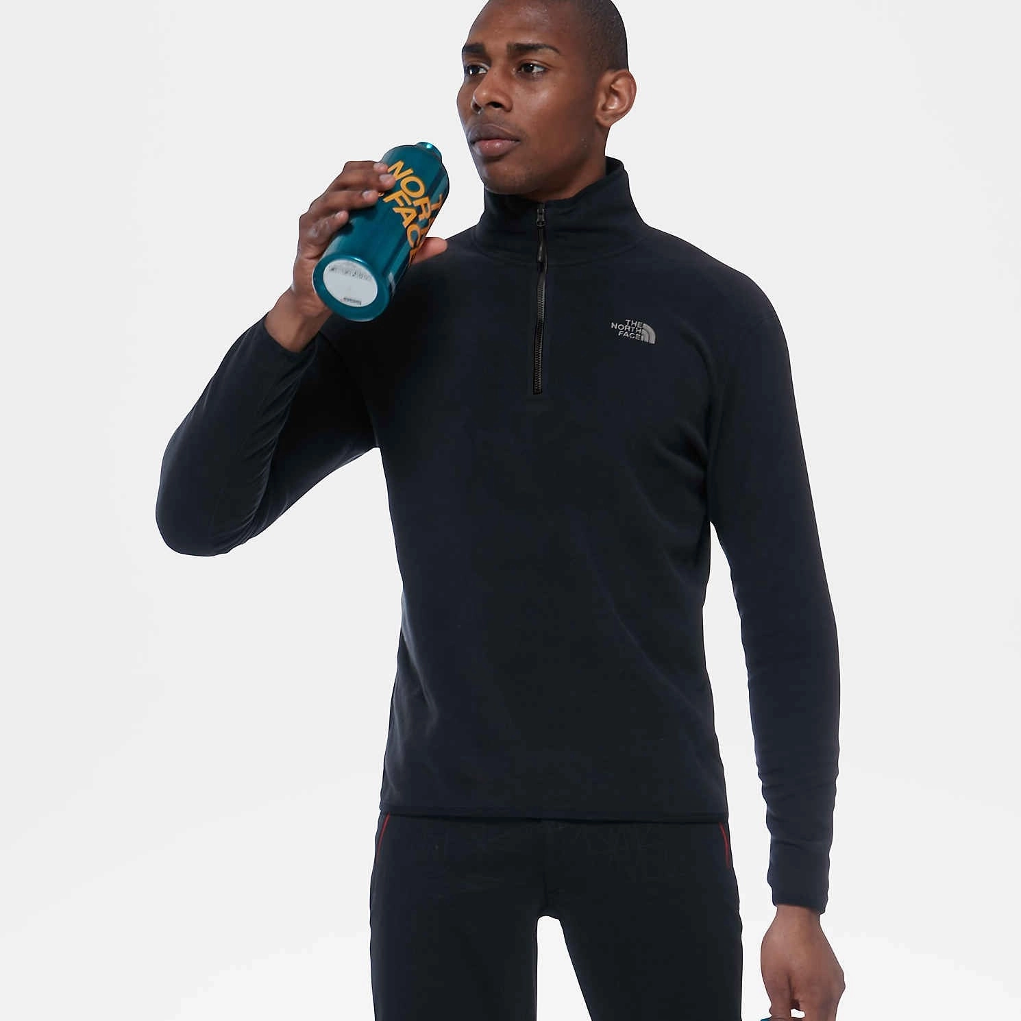 The North Face Men's 100 Glacier 1/4 Zip Fleece | BLACK Everyday Layer Trendy Outfit