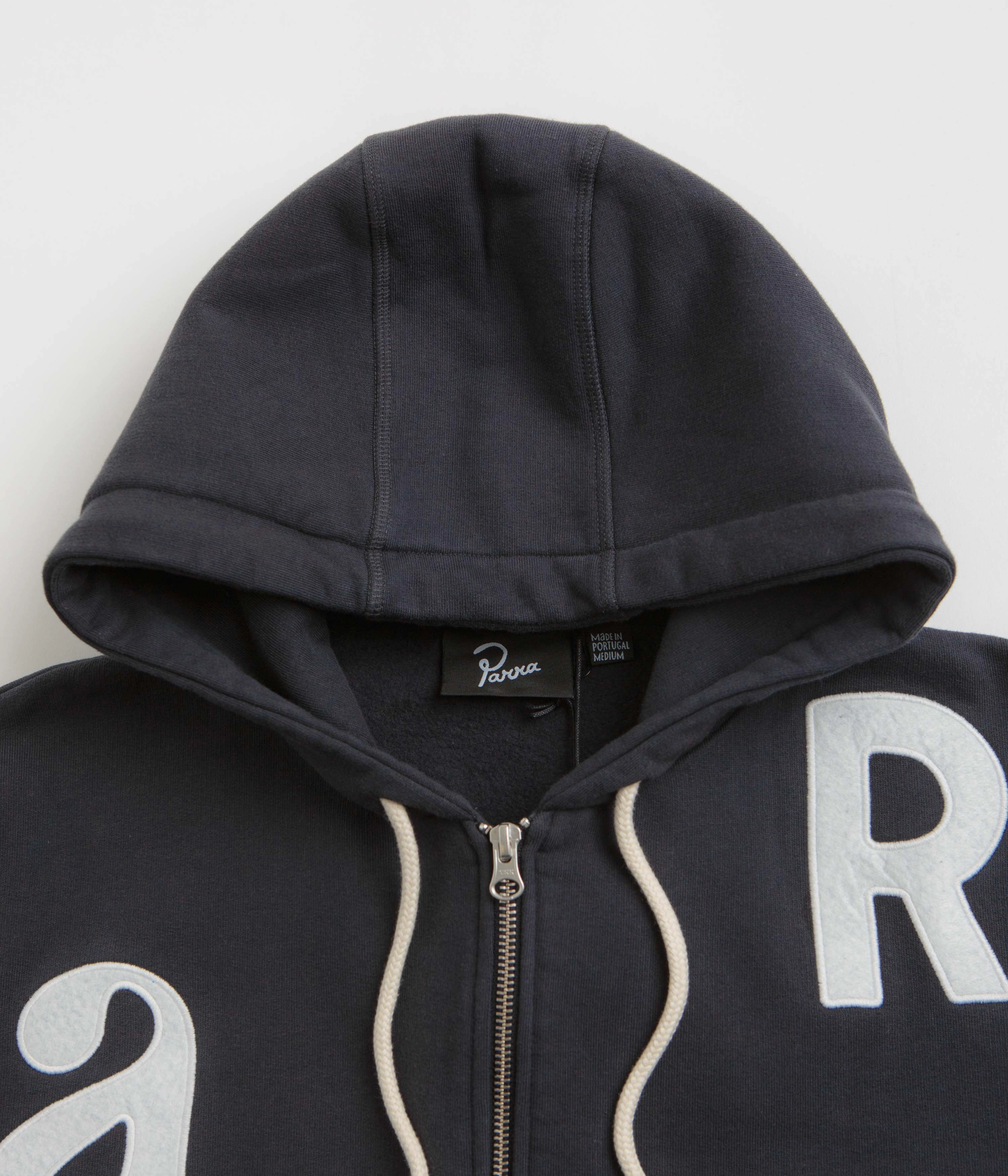 Layered Look Adjustable drawstring by Parra Word Salad Full Zip Hoodie - Dark Navy