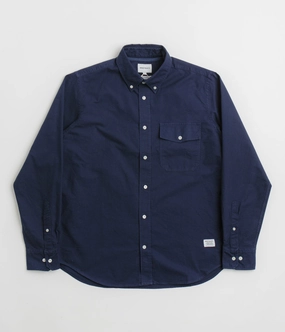 Norse Projects Algot Relaxed Overdyed Oxford Shirt - Workwear Blue Classic Collar