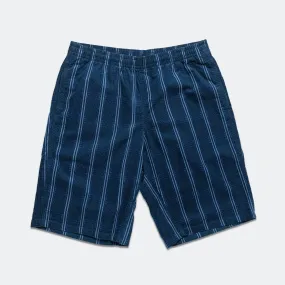 Skinny Fit Quick Access Zip Pockets Corduroy Swell Short - Navy Check