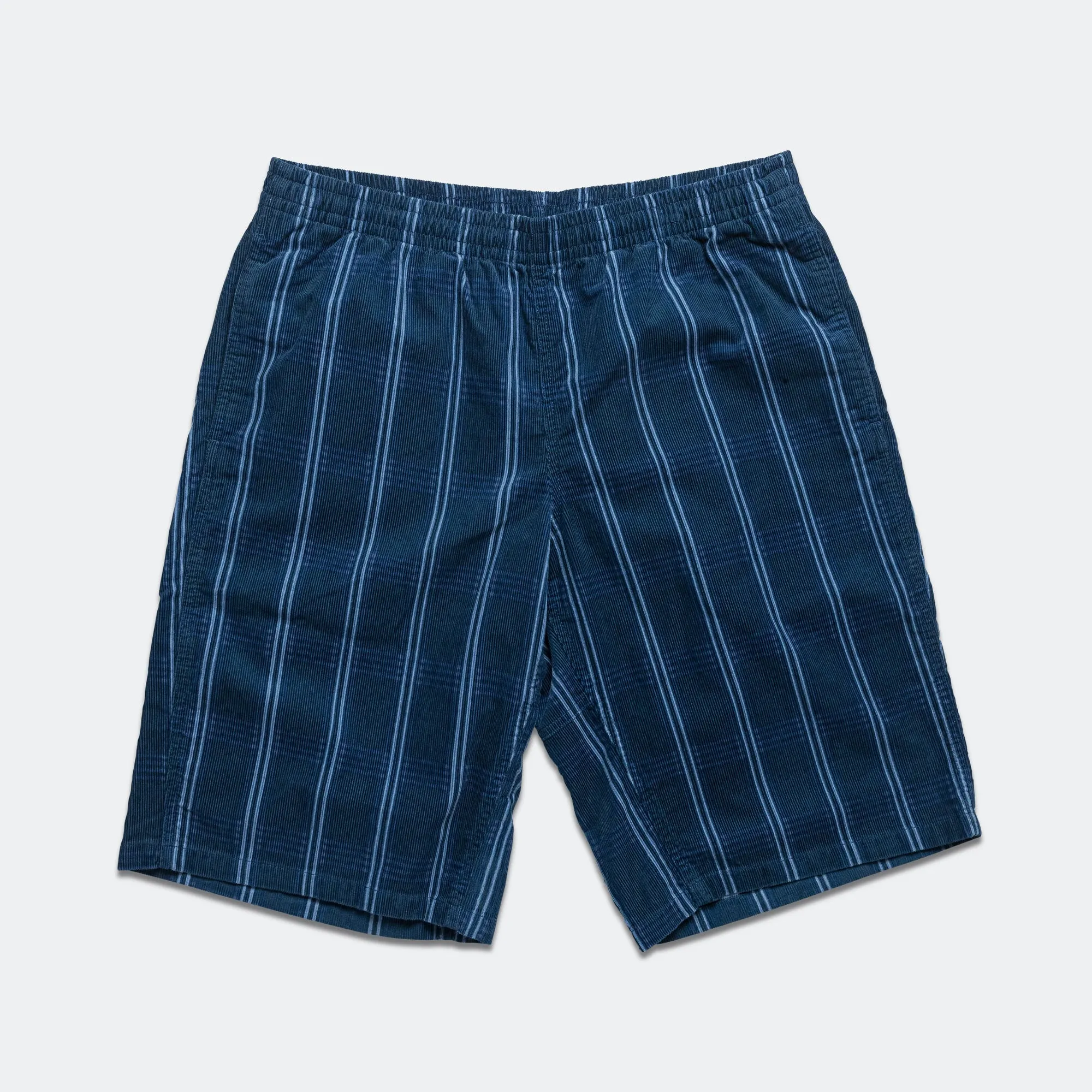 Skinny Fit Quick Access Zip Pockets Corduroy Swell Short - Navy Check