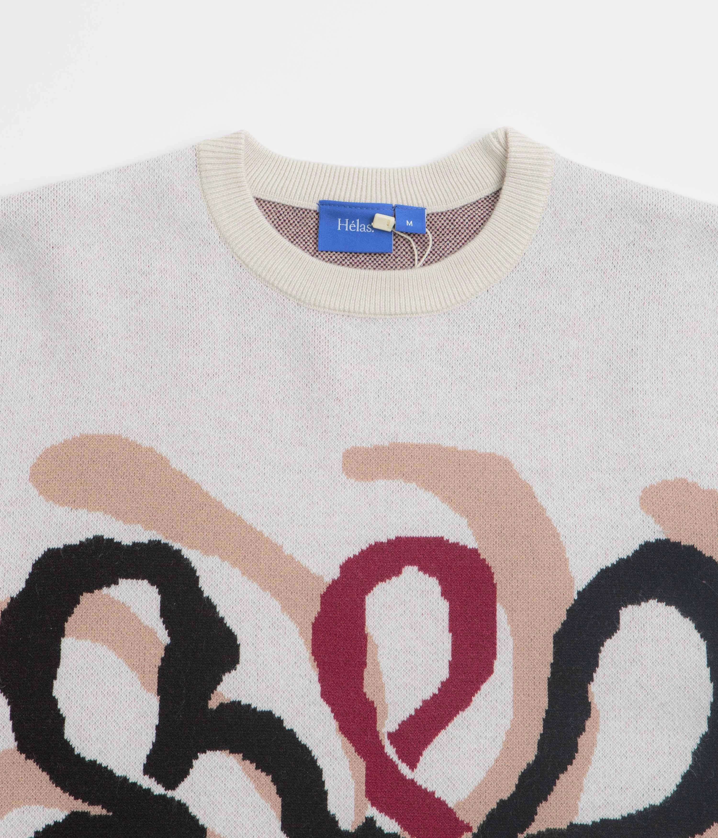 Unisex Design Helas Spirit Knit Crewneck Sweatshirt - Off White