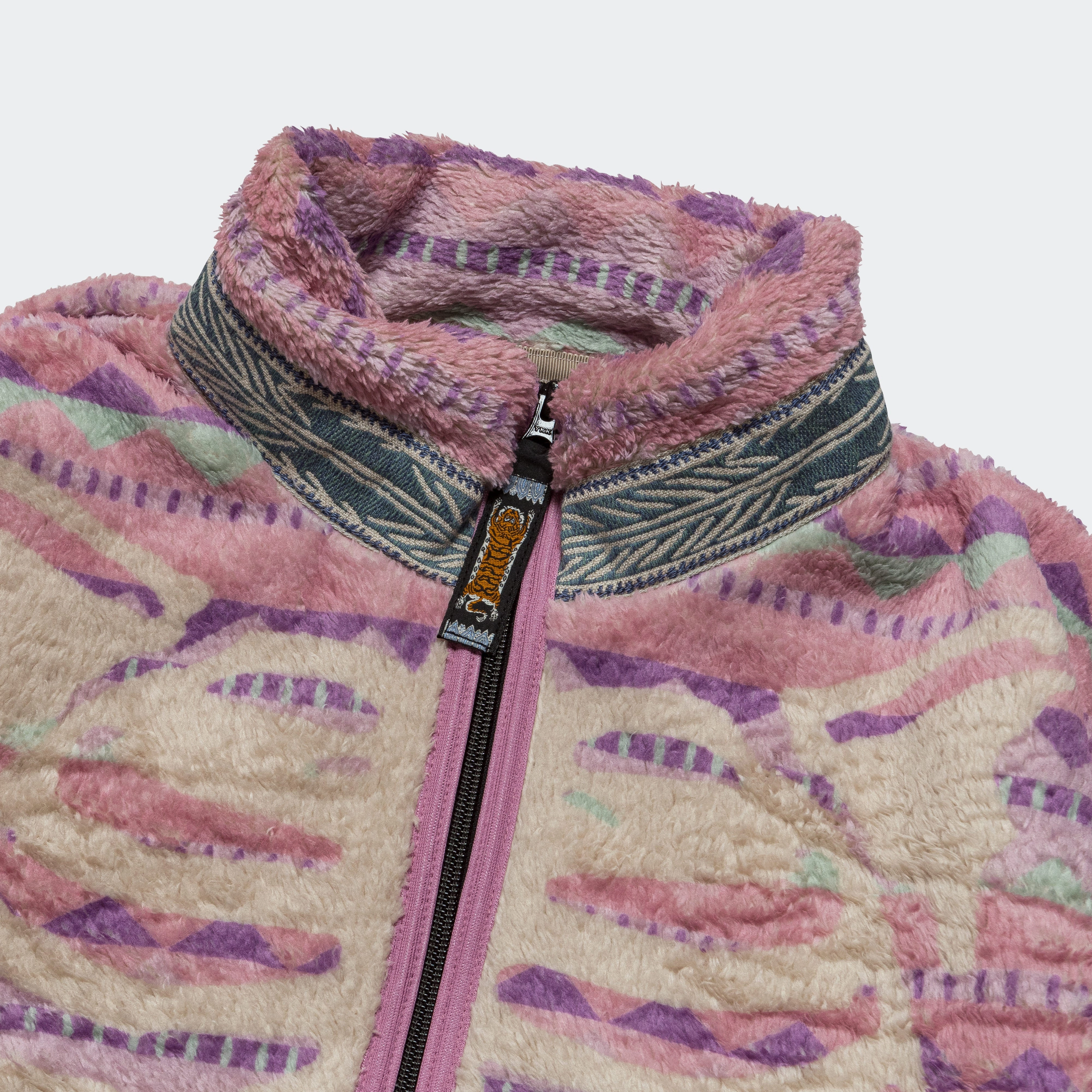 ASHLAND Stripe & BONE Fleece ZIP Blouson - Pink Cuffed Sleeves
