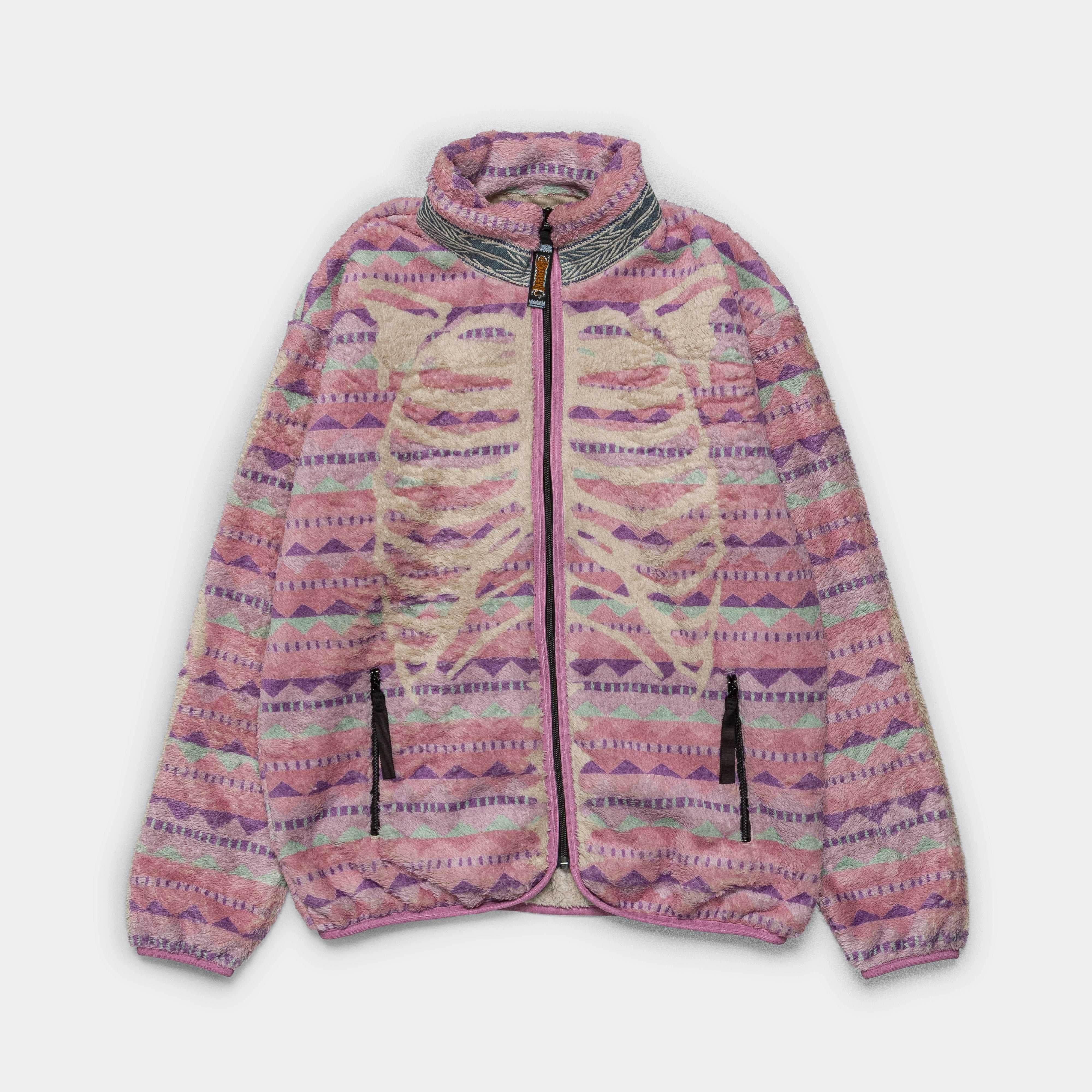 ASHLAND Stripe & BONE Fleece ZIP Blouson - Pink Fitted Shape