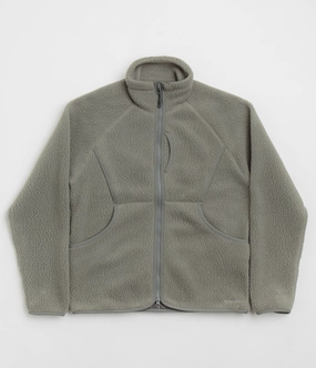 Long Days Simple Style Snow Peak Thermal Boa Fleece Jacket - Grey