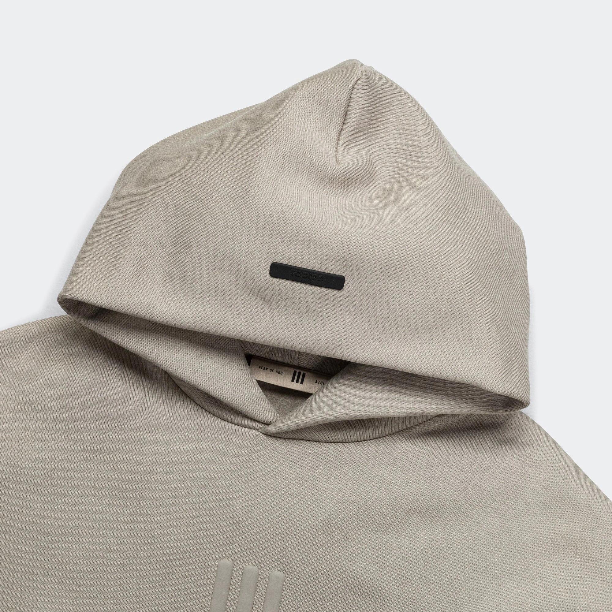 Athletics Solid Cotton Fleece Hoodie - Putty Beige pearl accents Satin