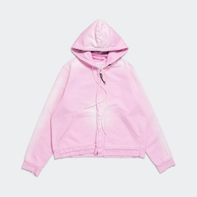 Fitted Zip Hoodie - Heavy Sweat Pink Sun Faded product handmade quality product metallic glamour