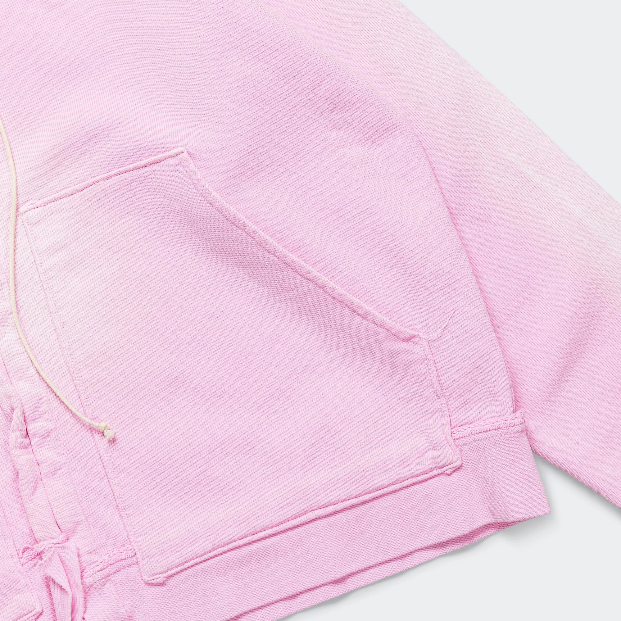 Fitted Zip Hoodie - Heavy Sweat Pink Sun Faded Lounge Fit Sporty Wearable