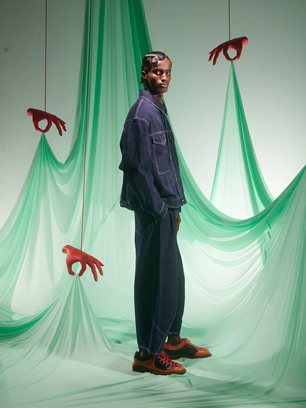 Articulated Elbows Minimalist Style Cosmos Denim Jacket - Navy Denim