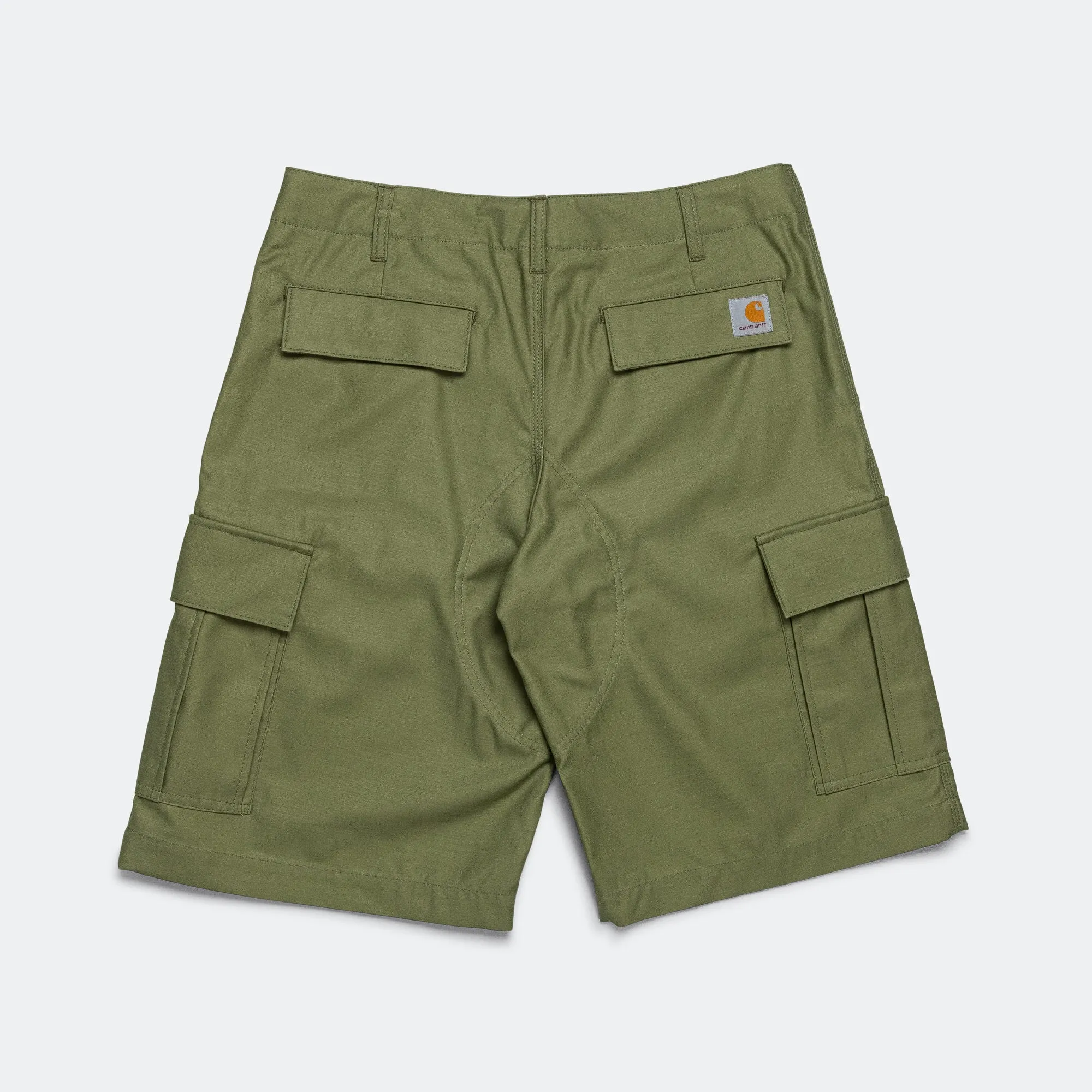 Cotton Backed Satin Shorts x Carhartt - Khaki Perfect Fit Quick Access Cargo Pockets