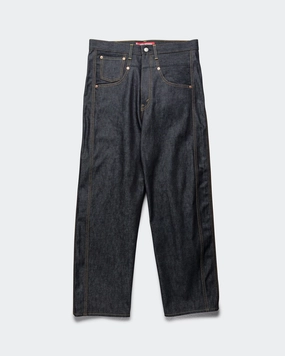 Simple Utility Low Bulk Design Cotton Denim Corduroy Pants x Levis - Indigo/Brown