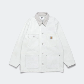 Quick Release Buckles Cotton Denim Foil Print Jacket x Carhartt - Off White/Grey